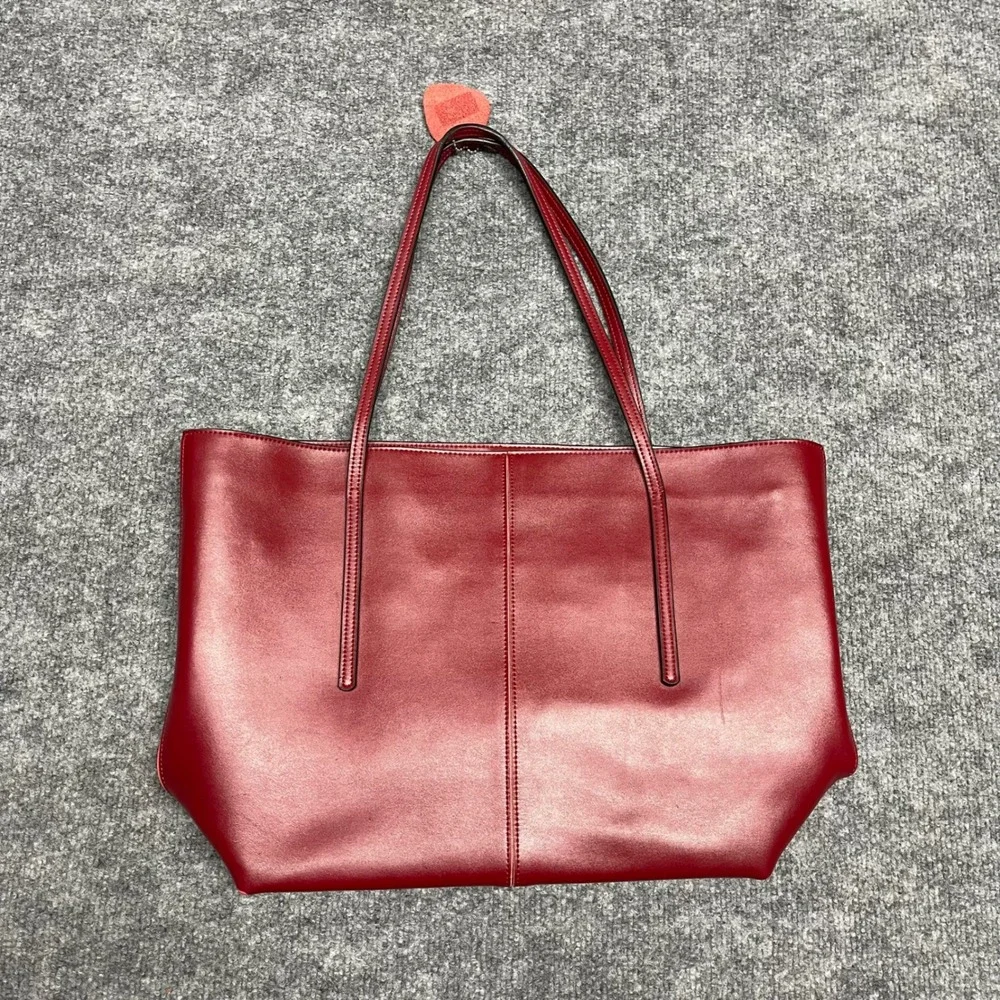 Obosoyo Women Red Tote Bag Zip Top Shoulder Bag Minimalist Work Bag - Picture 5 of 13
